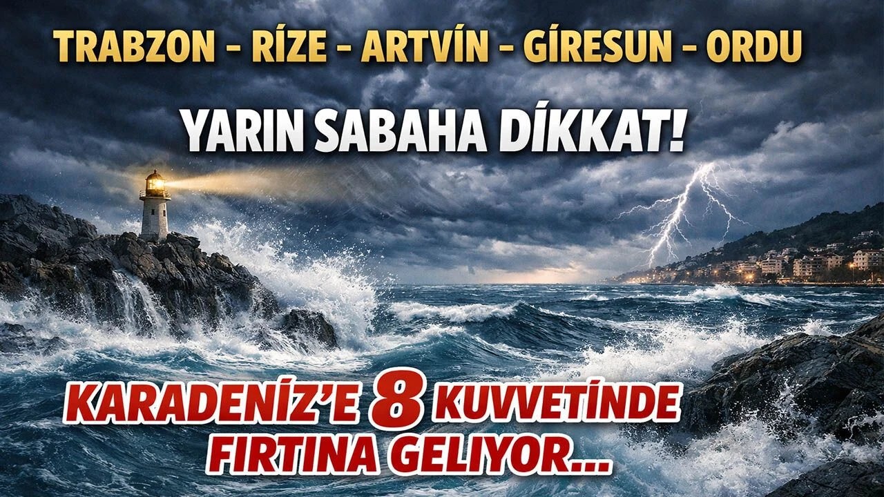 Trabzon, Rize, Artvin, Giresun, Ordu Yarın Sabaha Dikkat! Karadeniz’e 8 Kuvvetinde Fırtına Geliyor….